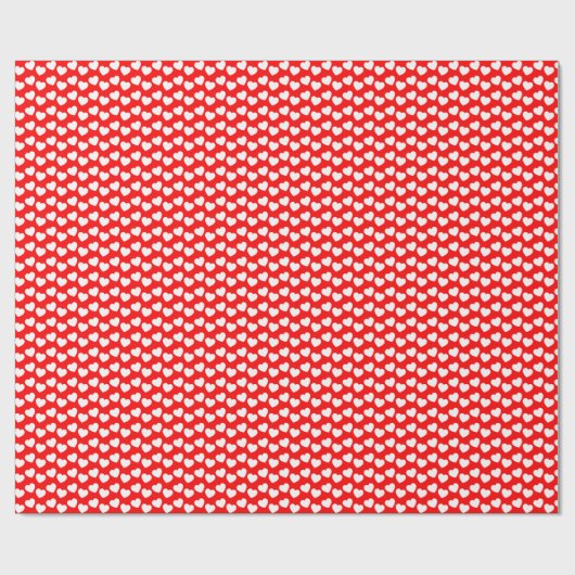 White Heart Pattern on Red Wrapping Paper Cadeaupapier (Vlak)