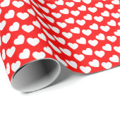 White Heart Pattern on Red Wrapping Paper Cadeaupapier (Rol Hoek)