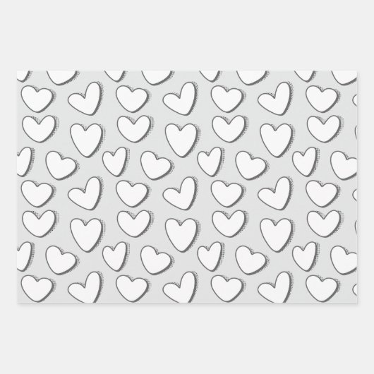 White Heart Pattern Wrapping Paper (Voorkant)