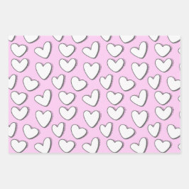 White Heart Pattern Wrapping Paper