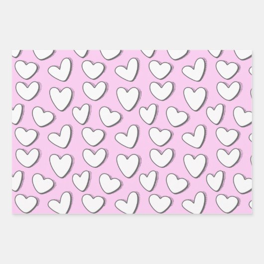 White Heart Pattern Wrapping Paper (Voorkant)