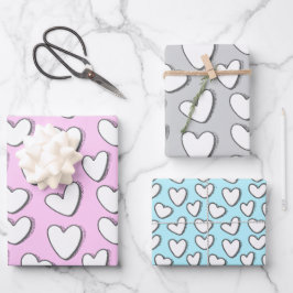 White Heart Pattern Wrapping Paper