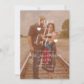 White Heart Script Foto Save the Date  Kaart (Voorkant)