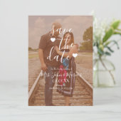 White Heart Script Foto Save the Date  Kaart (Staand voorkant)