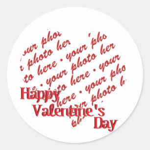 White Heart Valentijnsdag Photo Lijst Ronde Sticker