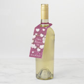 White Hearts Burgundy Glitter Valentijnsdag Flessenhanger (Schuin)