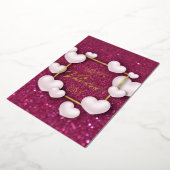 White Hearts Burgundy Glitter Valentijnsdag Folie Feestdagenkaart (Gedraaid)
