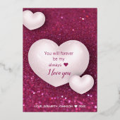 White Hearts Burgundy Glitter Valentijnsdag Folie Feestdagenkaart (Achterkant)