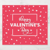 White Hearts Happy Valentine's Day Sparkling Wijnetiket (Enkel label)