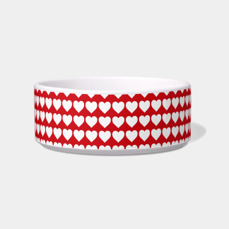 White Hearts on Lipstick Red Voerbakje