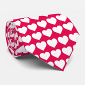 White Hearts on Lipstick roze Stropdas (Opgerold)