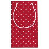 White Hearts on Red Pattern Klein Cadeauzakje (Achterkant)