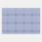 White Hearts op donkerblauw linnen Inpakpapier Vel (Voorkant)