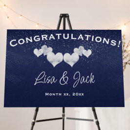 White Hearts op Navy Elegant Wedding