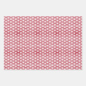White Hearts op rood linnen Inpakpapier Vel (Voorkant)