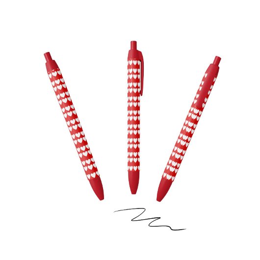 White hearts-patroon zwarte inkt pen