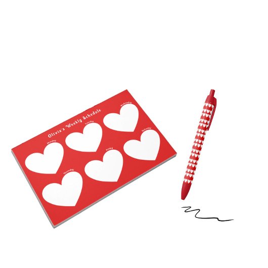 White hearts-patroon zwarte inkt pen