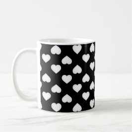 White Hearts Pattern Koffiemok