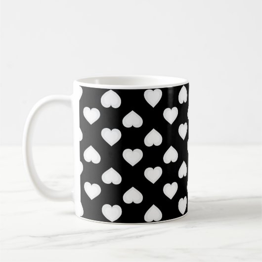 White Hearts Pattern Koffiemok (Links)