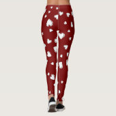 White  Hearts Pattern on Red Leggings (Achterkant)