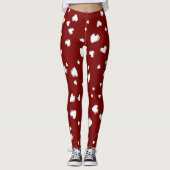 White  Hearts Pattern on Red Leggings (Voorkant)
