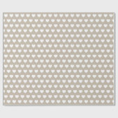  White Hearts Pattern Shiitake Grey Cadeaupapier (Vlak)