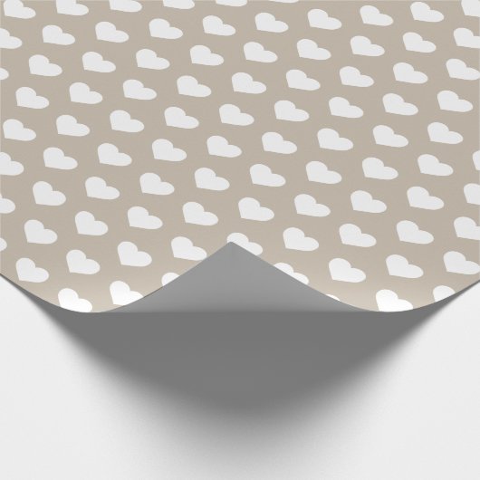  White Hearts Pattern Shiitake Grey Cadeaupapier (Hoek)