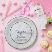 White Hearts & Peony Flowers Reflections Wedding Papieren Bordje (Feest)