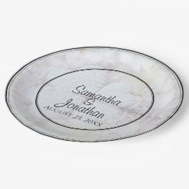 White Hearts & Peony Flowers Reflections Wedding Papieren Bordje