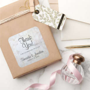 White Hearts & Peony Reflections Weddenschap Bedan Vierkante Sticker