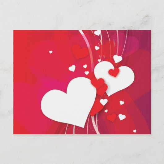 White Hearts Red Whimsy Briefkaart (Voorkant)