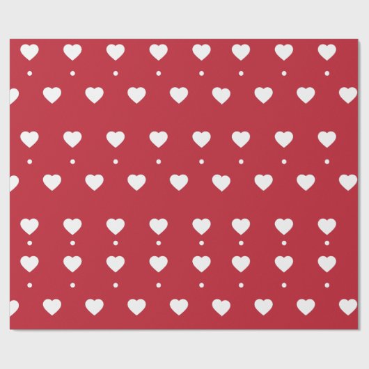 White Hearts & Stippen Pattern Valentijn Cadeaupapier (Vlak)