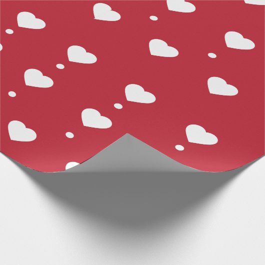 White Hearts & Stippen Pattern Valentijn Cadeaupapier (Hoek)