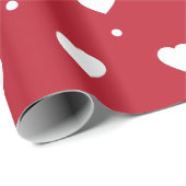White Hearts & Stippen Pattern Valentijn Cadeaupapier (Rol Hoek)
