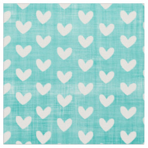 White Hearts voor Blauwgroen Stof