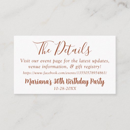 White Herfst Event Details Web Page Enclosure Kaar Informatiekaartje (Voorkant)