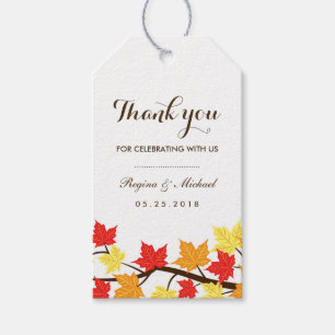 White Herfst Maple Leaf Autumn Wedding Gift Label Cadeaulabel