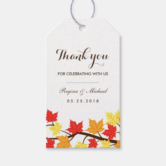 White Herfst Maple Leaf Autumn Wedding Gift Label Cadeaulabel (Voorkant)