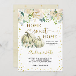 White Herfst Pumpkin Home Sweet Home Uitnodiging