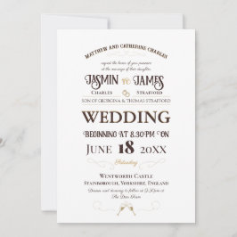 White Heritage Font Typography Wedding Kaart