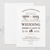 White Heritage Font Typography Wedding Kaart (Voorkant / Achterkant)