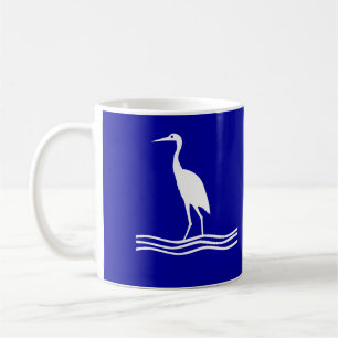 White Heron Bird Blue Coffee Mok