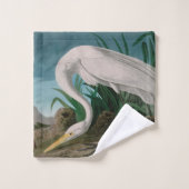 White Heron Birds of America Audubon Print Bad Handdoek (Wasdoekje)