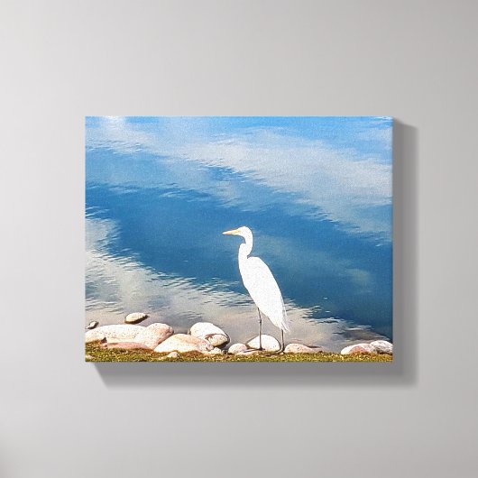 White Heron Canvas Afdruk (Voorkant)