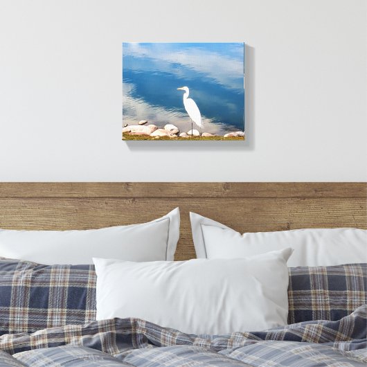 White Heron Canvas Afdruk (Insitu (Slaapkamer))