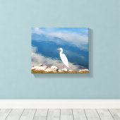 White Heron Canvas Afdruk (Insitu (Houten vloer))