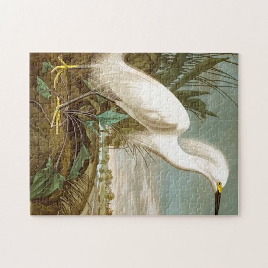 White Heron door John James Audubon Legpuzzel (Horizontaal)