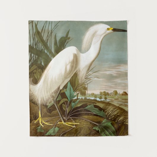 White Heron door John James Audubon Wandkleed (Voorkant)