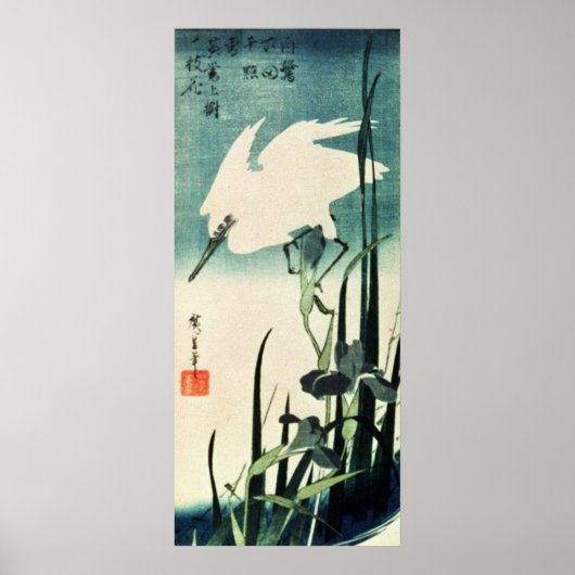 White Heron en Iris Poster (Voorkant)