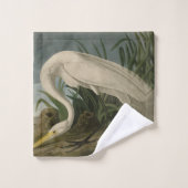 White Heron, Great Egret, Audubon Birds of America Bad Handdoek (Wasdoekje)